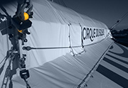 Controlled cable tensioning on Cirque du Soleil tent