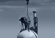 Super heavy refinery equipment being craned into place
