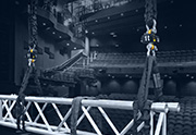 A truss lifted with two hoists and load cells